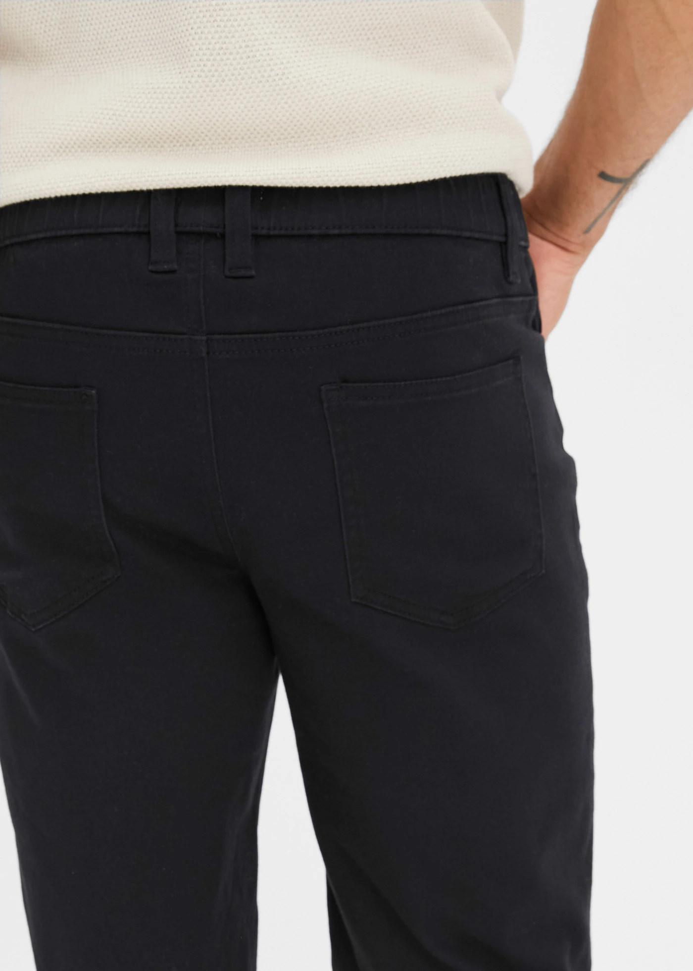 Stretch jeans instap bermuda (set van 2), regular fit • blauw denim+zwart • bonprix online shop