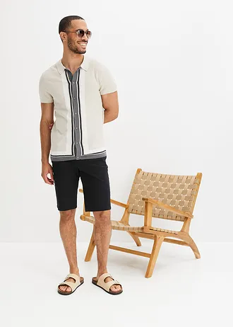 Stretch jeans instap bermuda (set van 2), regular fit • blauw denim+zwart • bonprix online shop