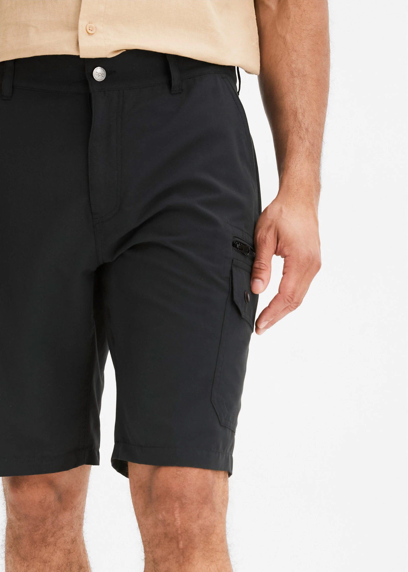 Microvezel cargo bermuda, regular fit • zwart • bonprix online shop