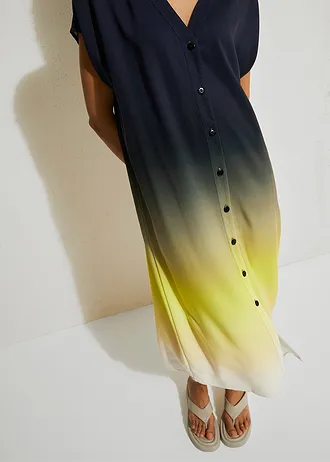 Kaftan jurk van viscose • zwart-citrusgeel-natuurbeige • bonprix online shop