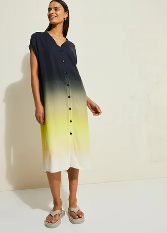 Kaftan jurk van viscose • zwart-citrusgeel-natuurbeige • bonprix online shop