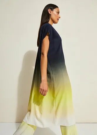 Kaftan jurk van viscose • zwart-citrusgeel-natuurbeige • bonprix online shop