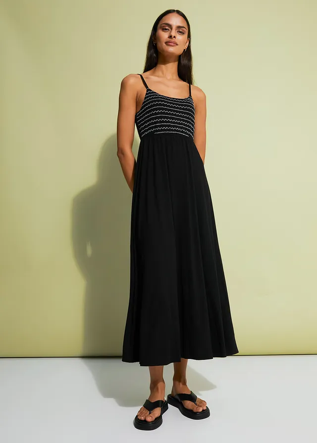 Midi jurk met borduursel • zwart • product-page.page-title-suffix