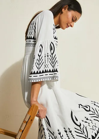 Midi ruha puha viszkózból • fehér • bonprix áruház