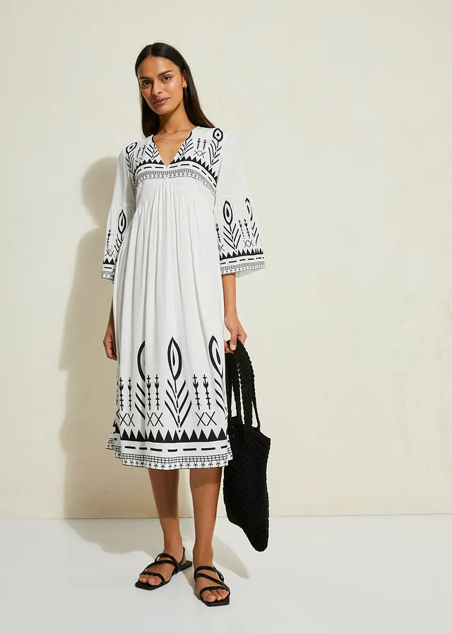 Midi jurk van soepele viscose • wit • product-page.page-title-suffix
