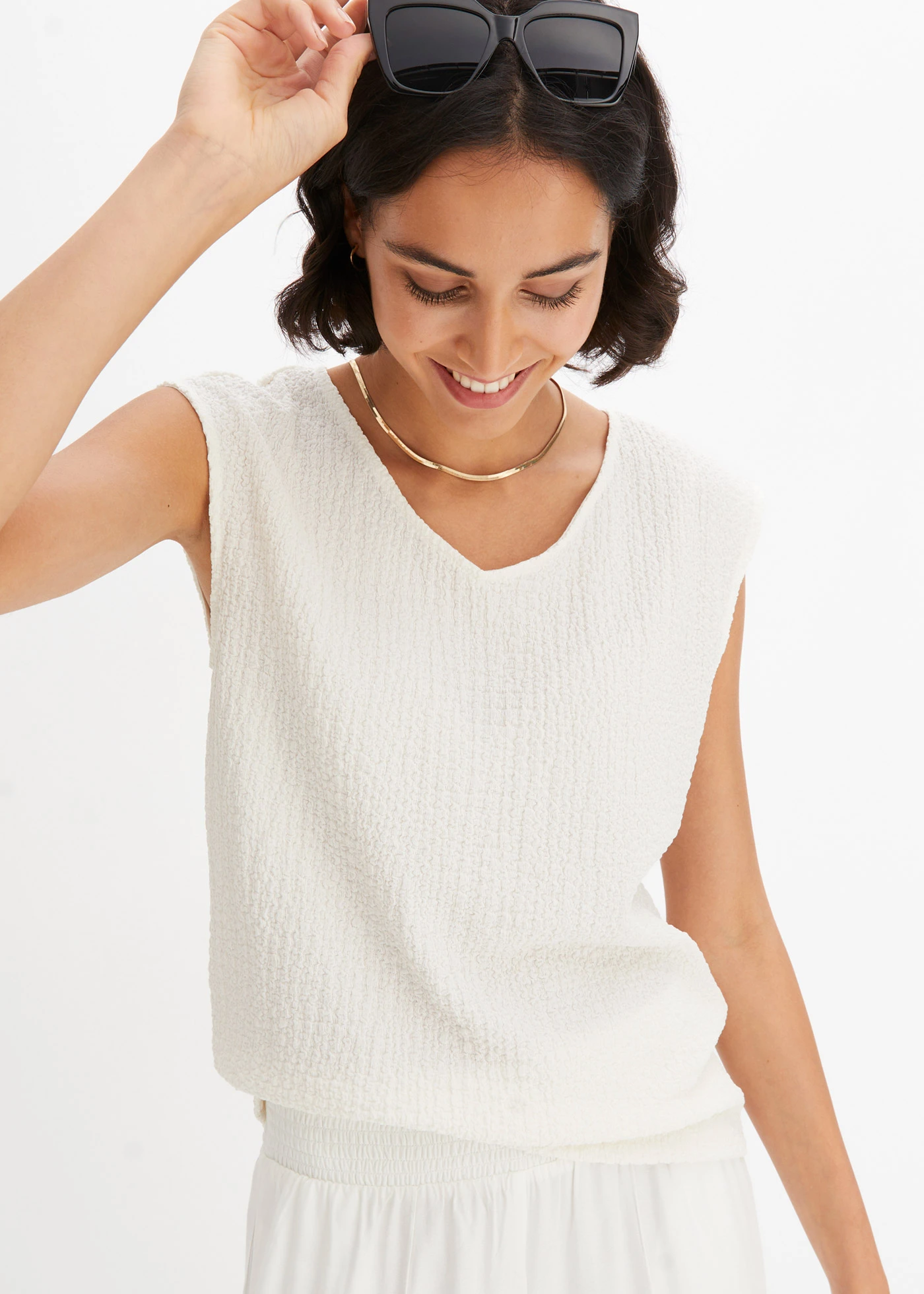 Top z lehkého krepu • přírodní bílá • bonprix obchod