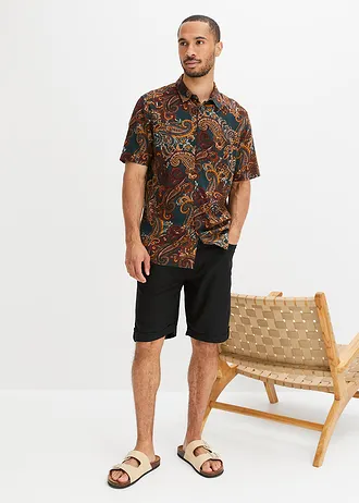 Rövid ujjú ing viszkózból • fekete • bonprix áruház