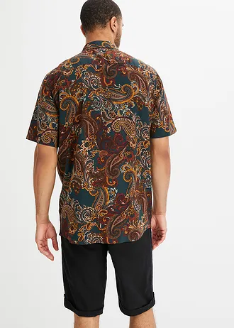 Viskózová košile s krátkým rukávem • černá s kašmírovým vzorem • bonprix obchod