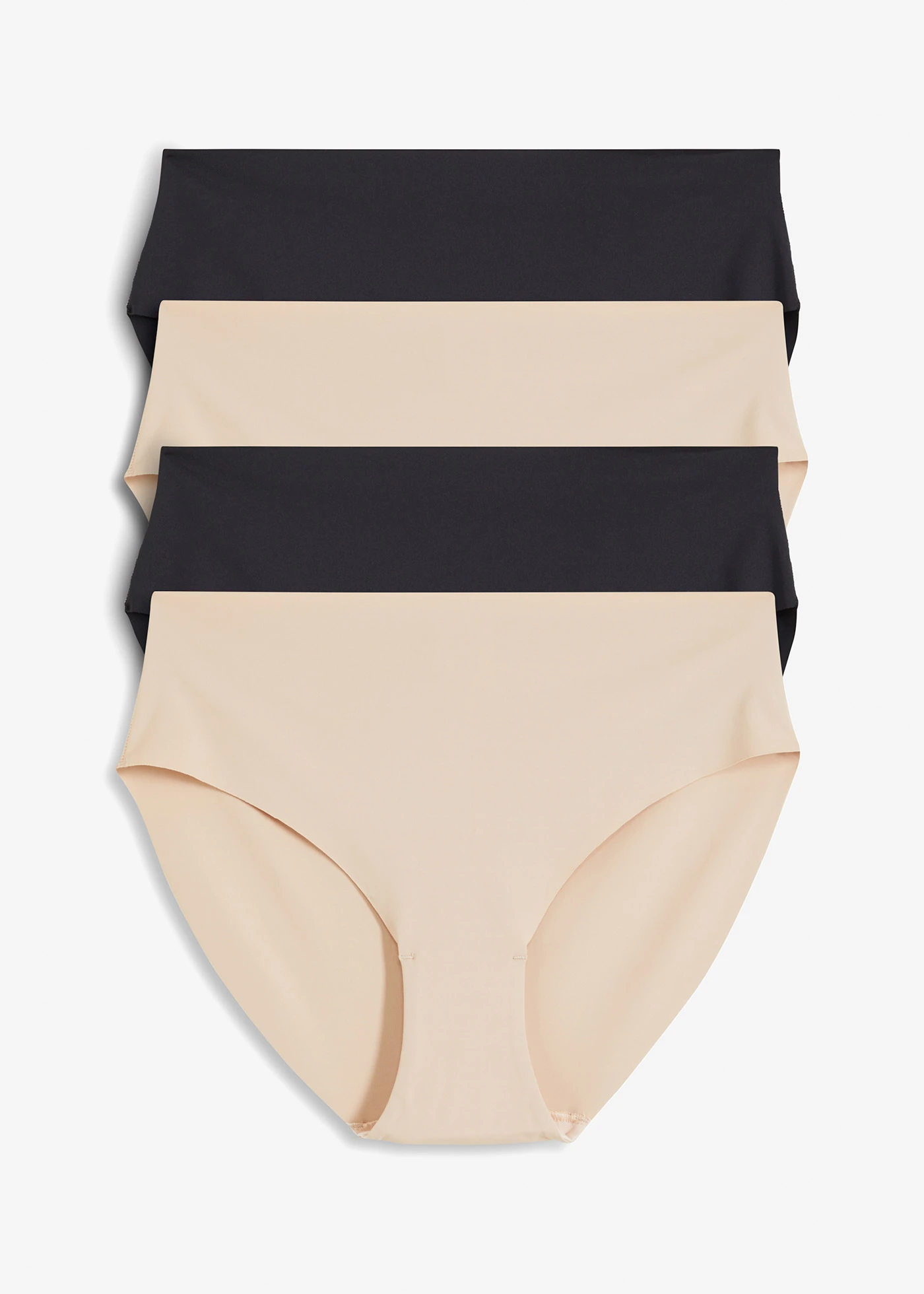 Kalhotky bez viditelných otisků, z mikrovlákna (4 ks v balení) • křídově béžová+černá • bonprix obchod