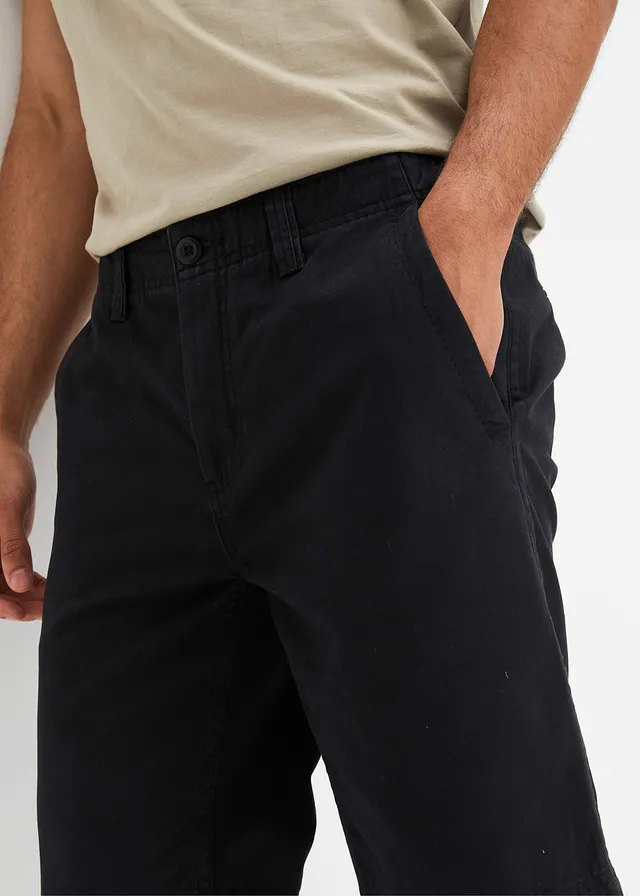 Bermudy chinosy, z czystej bawełny, regular fit • czarny • sklep bonprix