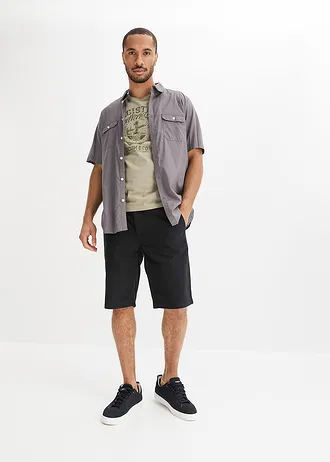 Bermuda chino 100% coton, regular, Couleur: noir