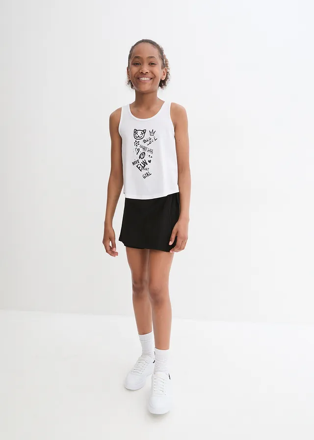 Top et jupe fille (ens. 2 pces), Couleur: noir / blanc