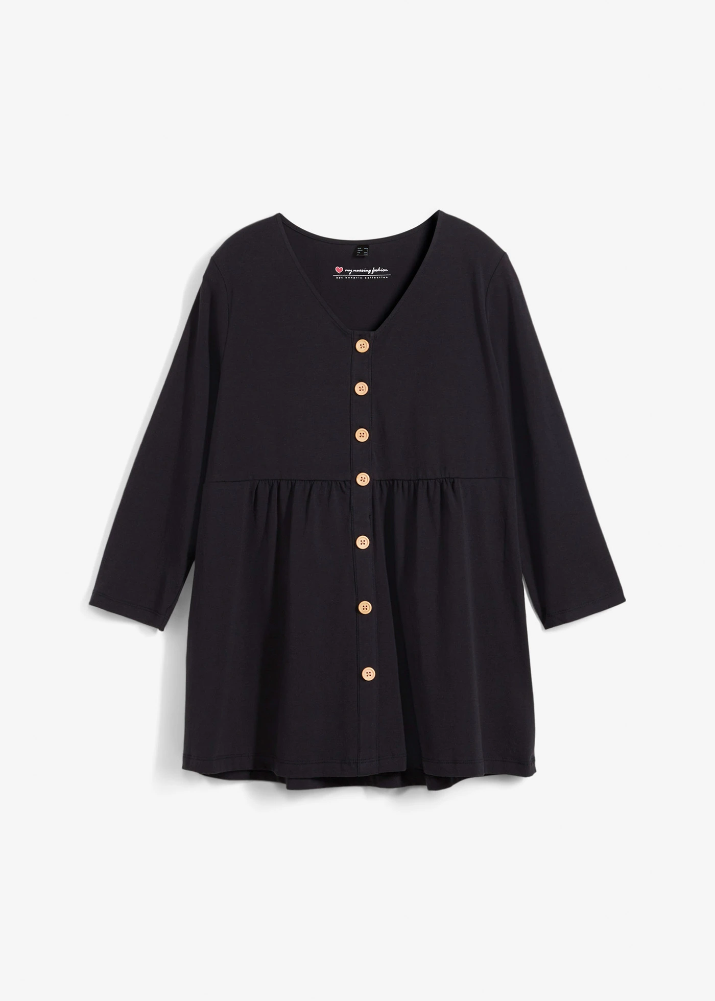 2-in-1 zwangerschaps- en borstvoedingstop van biologisch katoen • zwart • bonprix online shop