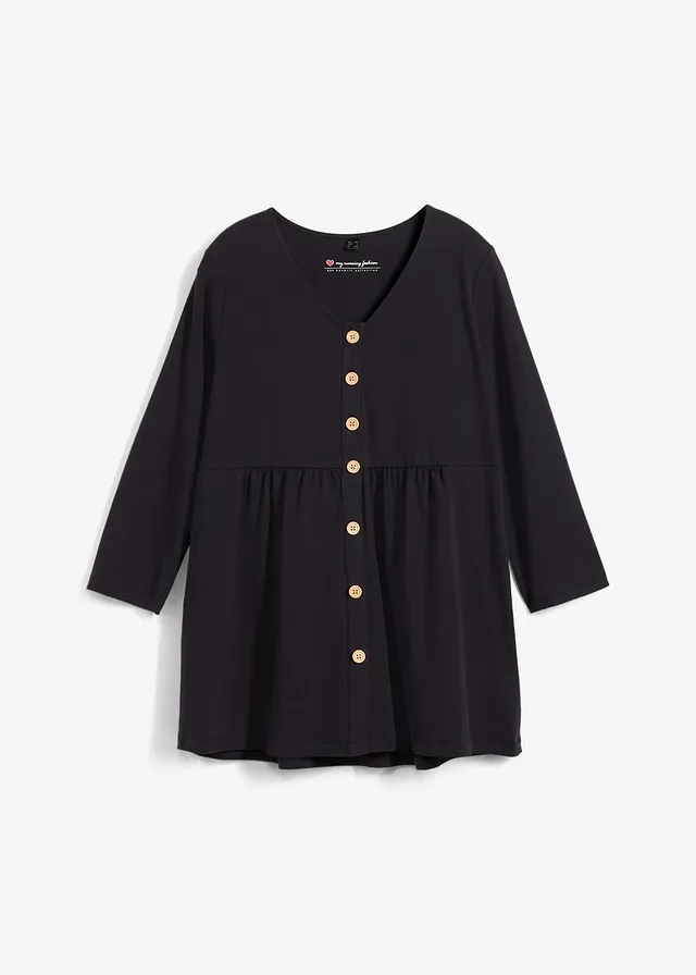 T-shirt de grossesse avec fonction allaitement en coton • noir • Boutique bonprix