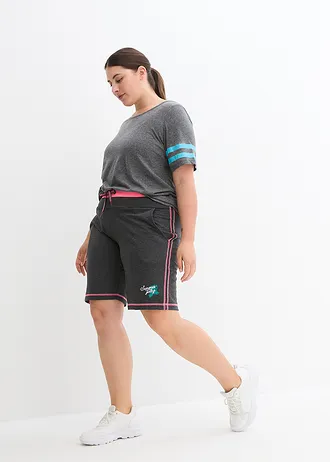 Sweat short van katoenmix, Kleur: antraciet gemêleerd