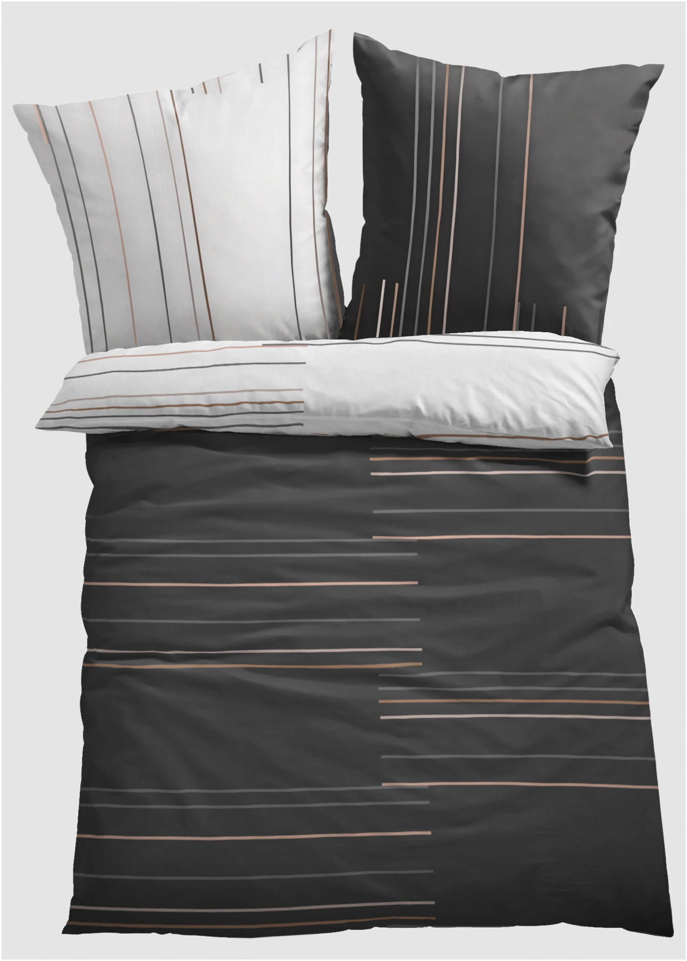 Lenjerie de pat reversibilă din material cu bumbac • gri/alb • magazin bonprix