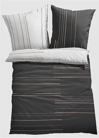 Lenjerie de pat reversibilă din material cu bumbac • gri/alb • magazin bonprix