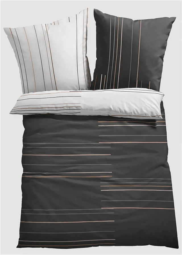 Lenjerie de pat reversibilă din material cu bumbac • gri/alb • magazin bonprix