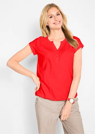 Katoenen shirt, korte mouw, Kleur: signaalrood