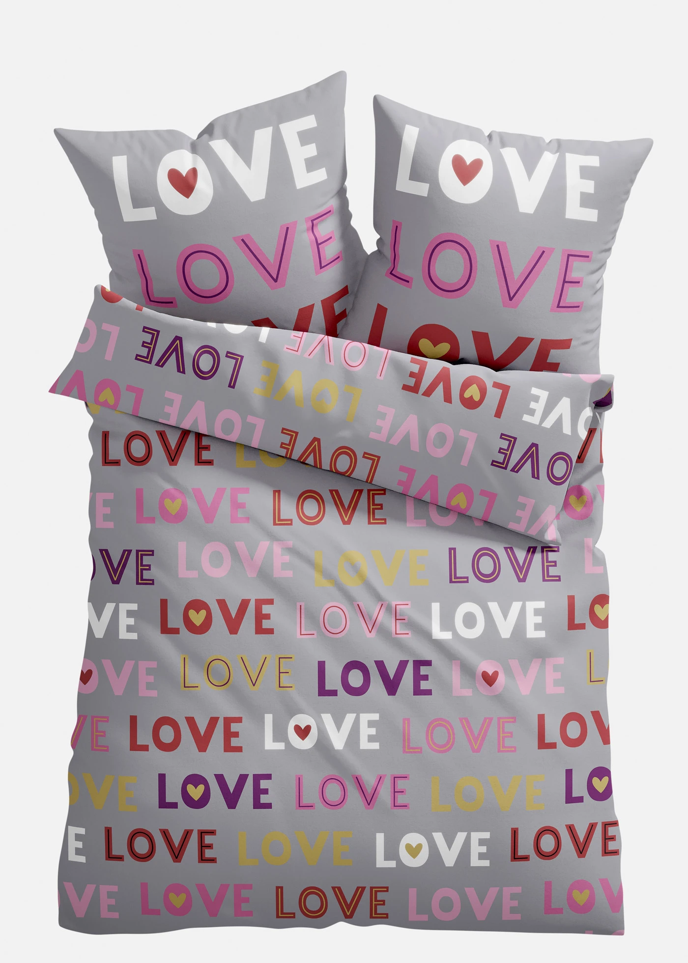 Lenjerie de pat din material cu bumbac • gri-pink • magazin bonprix