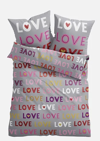 Parure de lit en coton mélangé • gris-magenta • Boutique bonprix