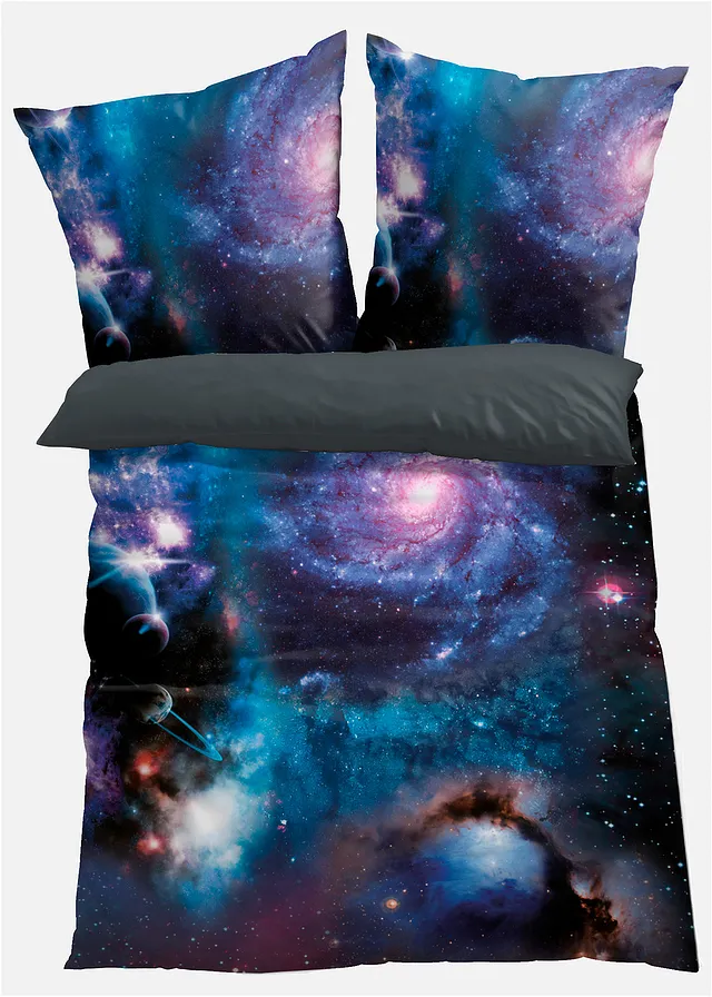 Lenjerie de pat reversibilă cu motiv cosmic