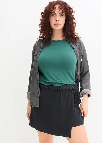 Broekrok met elastische band en strikkoordjes opzij • zwart plus size • bonprix online shop