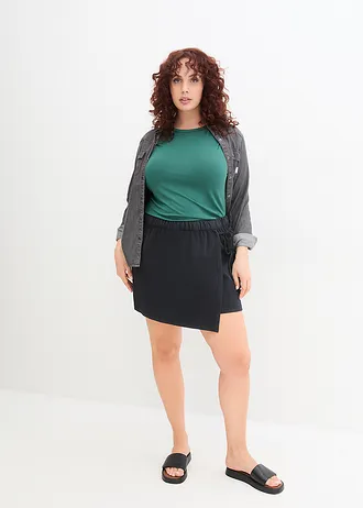 Broekrok met elastische band en strikkoordjes opzij • zwart plus size • bonprix online shop