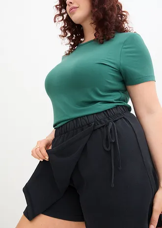 Broekrok met elastische band en strikkoordjes opzij • zwart plus size • bonprix online shop