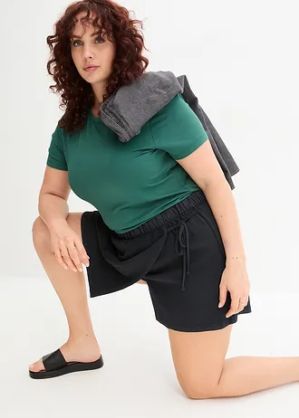 Broekrok met elastische band en strikkoordjes opzij • zwart plus size • bonprix online shop