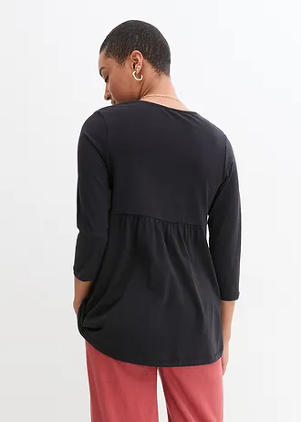 2-in-1 zwangerschaps- en borstvoedingstop van biologisch katoen, Kleur: zwart