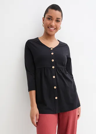 2-in-1 zwangerschaps- en borstvoedingstop van biologisch katoen, Kleur: zwart