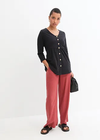 2-in-1 zwangerschaps- en borstvoedingstop van biologisch katoen, Kleur: zwart