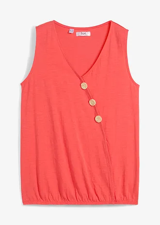 Bavlněný top v zavinovacím vzhledu, s gumou v pase • humrová • bonprix obchod