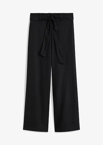 Pantalon large en lin mélangé • noir • Boutique bonprix