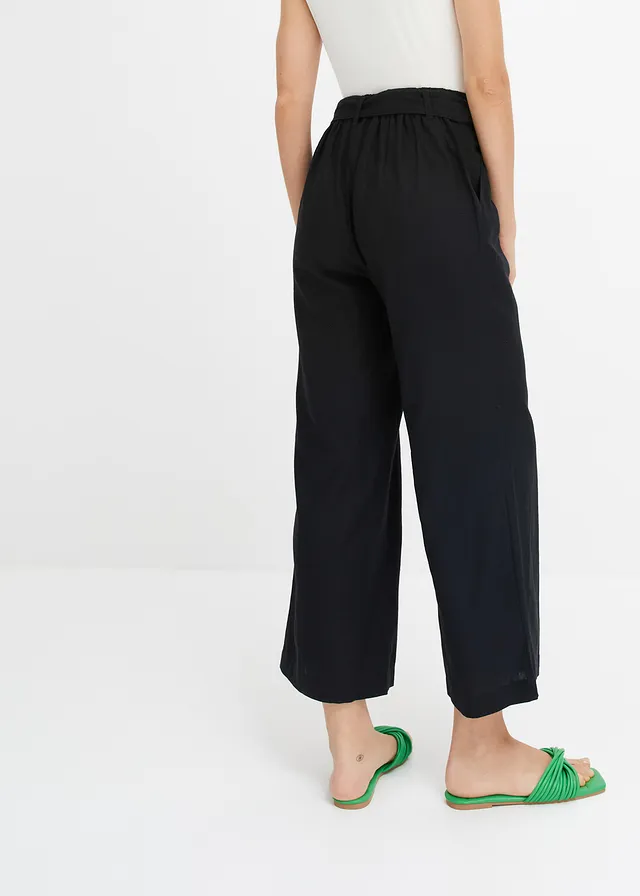 Culotte in een lichte linnenmix • zwart • product-page.page-title-suffix