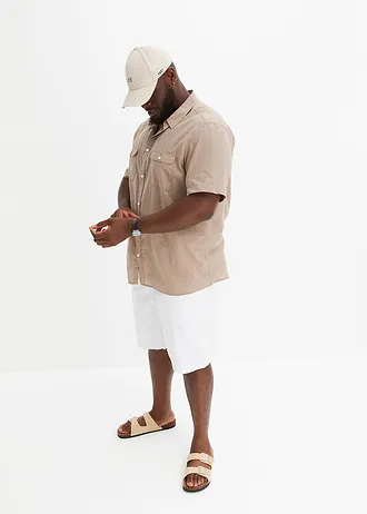 Chino bermuda van puur katoen, regular fit, Kleur: wit