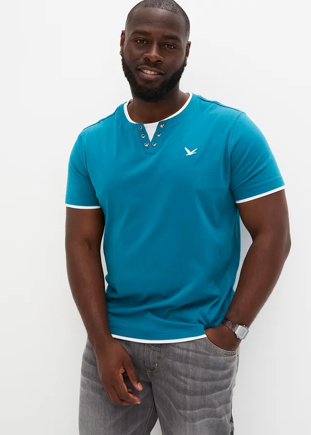 Lot de 2 T-shirts 2 en 1, Couleur: turquoise cobalt + noir
