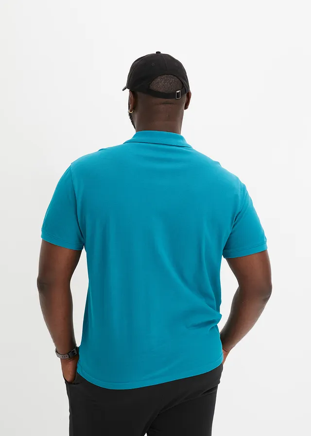 Lot de 2 polos 100% coton, Couleur: turquoise cobalt + noir