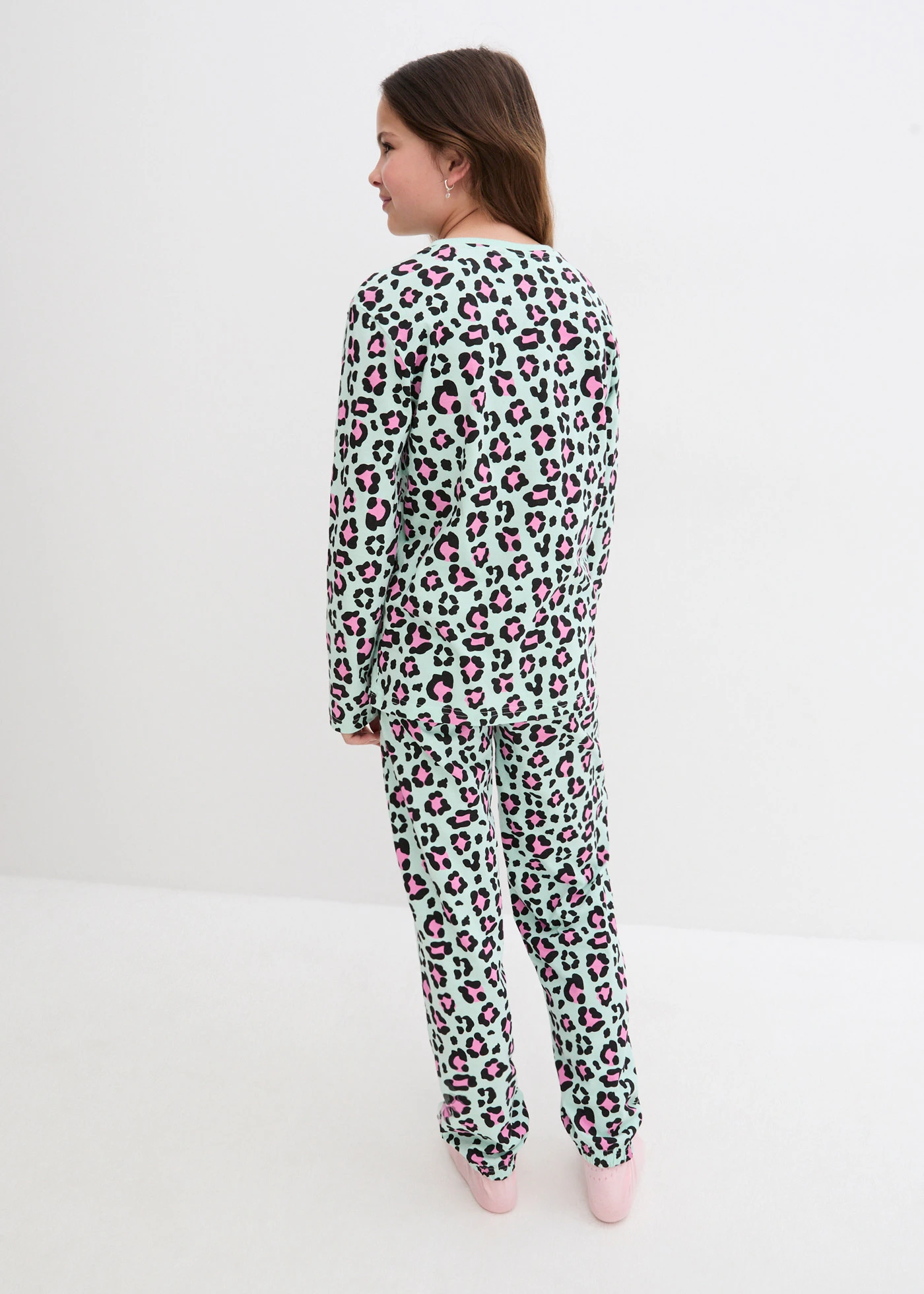 Meisjes pyjama met biologisch katoen (4-dlg. set) • rozepink-lichtmint • bonprix online shop