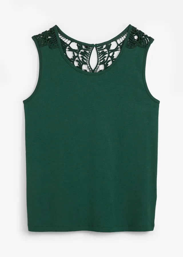 Top à dentelle, Couleur: vert foncé