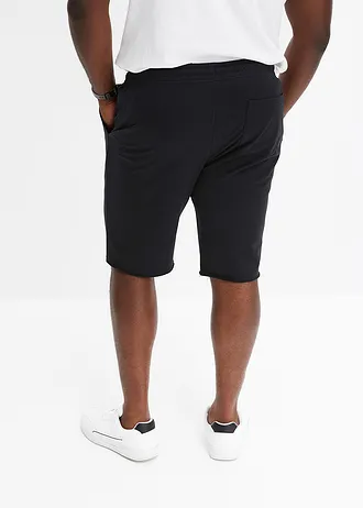 Teplákové bermudy s neobšitými lemy, z organické bavlny, Loose Fit, barva: černá