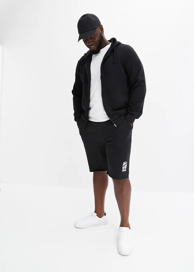 Bermude sport netivite din bumbac bio, loose fit, culoare: negru