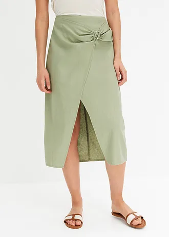 Linnen rok in wikkellook • olijfgroen • bonprix online shop