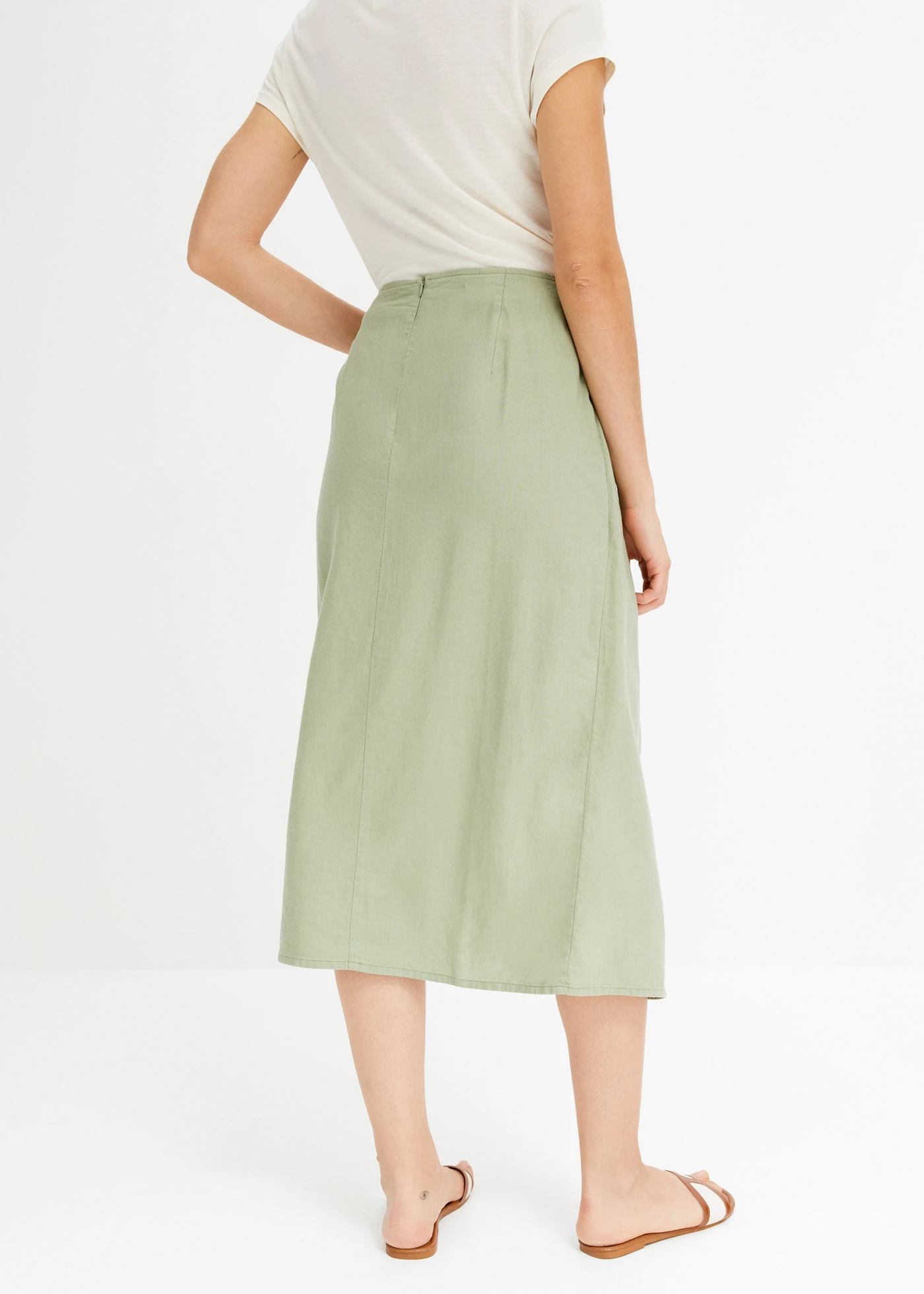 Linnen rok in wikkellook • olijfgroen • bonprix online shop