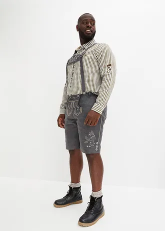 Népviseleti bermuda bőrutánzatból, szín: antracitszürke