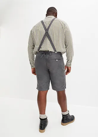 Népviseleti bermuda bőrutánzatból, szín: antracitszürke