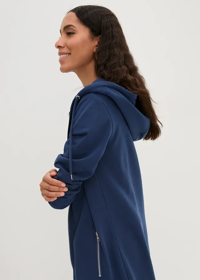 Lang sweatvest met ritszakken • diepblauw • product-page.page-title-suffix