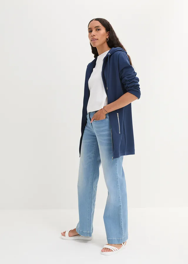 Lang sweatvest met ritszakken • diepblauw • product-page.page-title-suffix