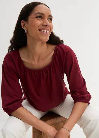 Blouse en jersey de coton à encolure carrée • grenade • Boutique bonprix
